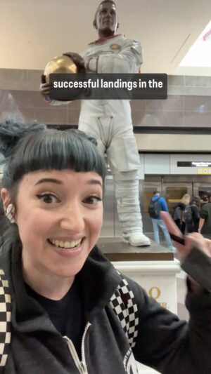 Amy Shira Teitel Instagram - Jack Swigert, the CLP of Apollo 13, was a test pilot for North American Aviation and worked on the Rogallo Wing project, which was a sort of two-lobed sail that popped out from the spacecraft so it could glide to a landing. The idea was to get away from costly and dangerous splashdowns, and make vehicles reusable. It didn’t work, but a small-scale vehicle was built and flew somewhat successfully too late in the program to actually be tested on a mission. 

Swigert was elected to Colorado congress but died before he could take office. His statue is in B Concourse down where you get the train to move between terminals and baggage claim. You can’t miss it! #history #author #denverairport