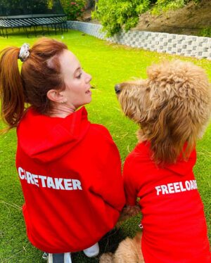 Amy Davidson Instagram - The Caretaker and the Freeloader...Ain't that the truth! 😂 Kales, you and  @ohnorman knocked it outta the park! Already gave Clifford "Calm the eff down!" And he literally gave me his head to put his first ever sweatshirt on! Congrats on the launch!!! 🐶🐾♥️

You guys, check out these awesome and adorable products from @ohnorman 🐾🐾🐾