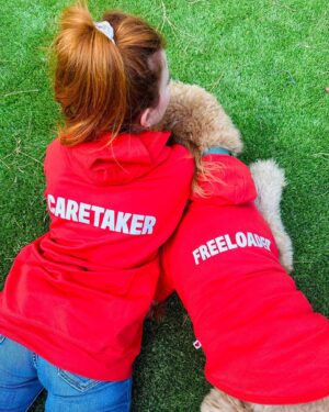Amy Davidson Instagram - The Caretaker and the Freeloader...Ain't that the truth! 😂 Kales, you and  @ohnorman knocked it outta the park! Already gave Clifford "Calm the eff down!" And he literally gave me his head to put his first ever sweatshirt on! Congrats on the launch!!! 🐶🐾♥️

You guys, check out these awesome and adorable products from @ohnorman 🐾🐾🐾