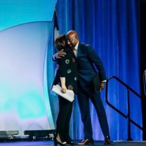 Amy Klobuchar Instagram - How great to have my friend and national leader Georgia Senator @raphaelwarnock at the Humphrey/Mondale dinner!