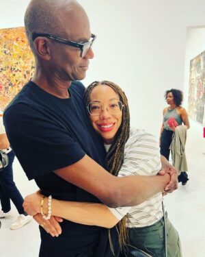Amy Sherald Instagram - One of my favorite humans and favorite artists. Mark Bradford’s show You Don’t Have To Tell Me Twice Opened last night @hauserwirth and its epic. Art royalty @lornasimpson in the back ground #paintings #go #friends