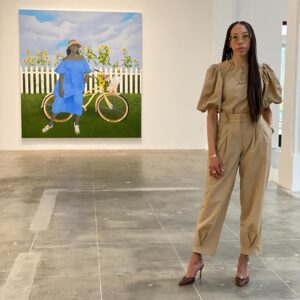 Amy Sherald Instagram - A Midsummer Afternoon Dream 🚲🌻☁️#gardensofinstagram #art #paintingoftheday #greengrass #sundayfunday #blackwomenmatter #amysherald #sunshineonacloudyday