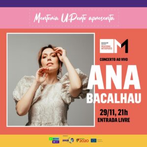Ana Bacalhau Instagram - 𝗔𝗡𝗔 𝗕𝗔𝗖𝗔𝗟𝗛𝗔𝗨 𝗘𝗠 𝗖𝗢𝗡𝗖𝗘𝗥𝗧𝗢 𝗔𝗢 𝗩𝗜𝗩𝗢 𝗢𝗥𝗚𝗔𝗡𝗜𝗭𝗔𝗗𝗢 𝗣𝗘𝗟𝗔 𝗠𝗘𝗡𝗧𝗢𝗥𝗜𝗔 𝗨.𝗣𝗢𝗥𝗧𝗢 

29/11/2023 | 21h - SALÃO NOBRE - Faculdade de Economia da Universidade do Porto | ENTRADA LIVRE 

No âmbito do Encerramento do Programa   Sucesso e da Inauguração da Exposição “Caminhos da Mentoria U.Porto”, a Mentoria U.Porto anuncia em primeira
mão, um concerto ao vivo único e surpreendente de Ana Bacalhau.
Além de uma intérprete ímpar, que em palco se entrega sempre como se aquela pudesse ser a última vez que a ouvimos e vemos ao vivo, Ana Bacalhau tem cada vez
mais uma palavra a dizer na escrita das letras e das músicas que interpreta. Sendo uma
das artistas mais reconhecidas do panorama nacional, com um percurso vasto no mundo
da música, contando com mais de 11 milhões de visualizações na sua carreira a solo,
afirma-se, assim, como uma das artistas mais populares da sua geração. A Deolinda
chegaria em 2006, com quatro álbuns galardoados e centenas de concertos, partilhou a voz e o palco com outros músicos, como Gaiteiros de Lisboa, Sérgio Godinho, Xutos & Pontapés, Pedro Abrunhosa e Ana Moura.
Dez anos depois de dar voz às canções da Deolinda, Ana Bacalhau estreou-se a solo em 2017 com Nome Próprio, revelando em 2021 o álbum sucessor Além Da Curta Imaginação, de forma a «Criar novos mundos, que possam materializar-se neste. Criar novos mundos, para que as experiências de dor e perda possam ser sublimadas.». Palavras de Ana Bacalhau.
No dia 29 de novembro, estará na Faculdade de Economia da U.Porto para um concerto absolutamente único, imperdível e surpreendente, no âmbito do Encerramento do Programa   SUCESSO e da Inauguração da Exposição “Caminhos da Mentoria U.Porto”. O concerto realizar-se-á no Salão Nobre da Faculdade de Economia da Universidade do Porto às 21 horas. A entrada é livre e aberta a toda a comunidade,
limitada à lotação do espaço.
.
#anabacalhau #mentoria #mentoriauporto #uporto #universidadedoporto #fep #musica #musicaportuguesa #music #economia #concerto #livemusic