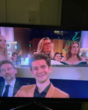 Ana Gasteyer Instagram - Well the rain stopped just in time to get dressed up for a very fancy party last night at the #goldenglobes Many thanks to my dear friend @laurabauer for making me have fun and talk to famous people whom I truly admire. We sat at a bangin’ table of young superwomen @anyataylorjoy @daisyedgarjones @selenagomez and my awesome co-presenter @nicolebyer - also really worked out for Laura‘s TV coverage 😂Plus I had the enormous privilege of presenting my old friend superstar  @JenniferCoolidge her much deserved award! Infinite thanks to the village it took to get me dolled up. I loved my dress and especially appreciated the collaboration with Stylist @andrewgelwicks &  @mihcacho & the designers at @amsale #jeweltones #ombre #boobs #ftw Of course hair and make up were on point with dream team @sascha_breuer & @stephensollitto Lots of compliments on my Ring by @mindimondny earrings by @nicolerosejewelry & clutch by 
@judithleiberny and I can’t say enough good things about a platform shoe by @schutz - Comfortable for hours. Now I’m gonna take a nap. My core is tired from sitting up straight for so many hours. @goldenglobes @nbc @peacocktv