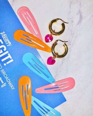 Ana Villafañe Instagram - this was @ 8 am on Tuesday. It’s the colorful hair clips from circa 1998 for me

styled by @sarahslutsky for @variety 

suit @beaufille
jewels Anaele
first two pics @noamgalai