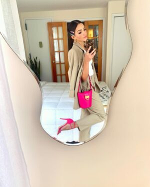 Ana Villafañe Instagram - this was @ 8 am on Tuesday. It’s the colorful hair clips from circa 1998 for me

styled by @sarahslutsky for @variety 

suit @beaufille
jewels Anaele
first two pics @noamgalai