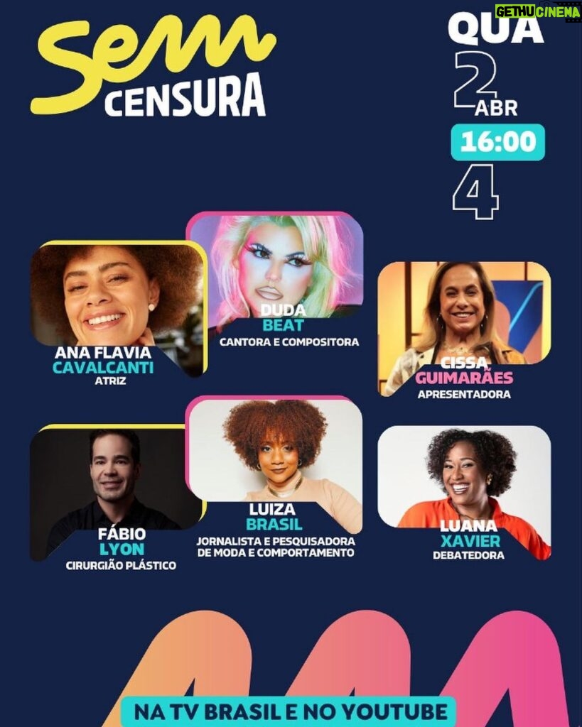 Ana Flavia Cavalcanti Instagram - Tô sentindo que esse papo vai ser gostosinho. Hoje aa 16h na @tvbrasil e no YouTube. @cissaguimaraes tava com muita vontade de ir no seu programa! Viva!