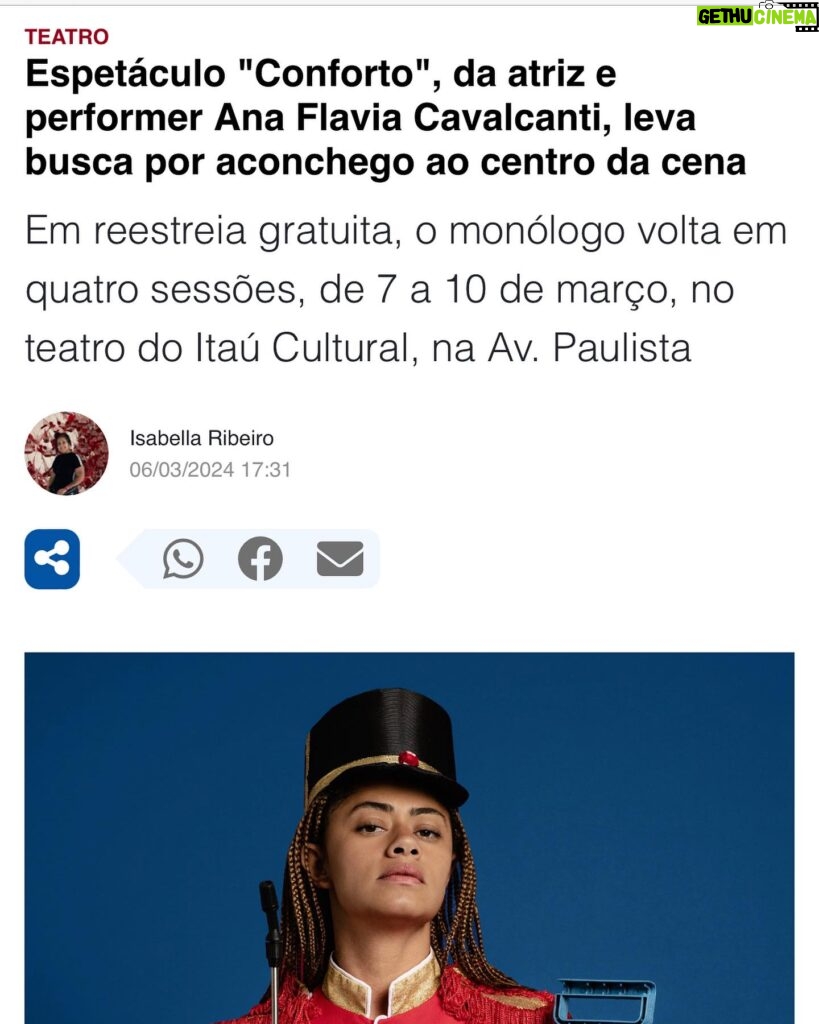 Ana Flavia Cavalcanti Instagram - O que é conforto pra você? Conforto pra mim é estrear no @itaucultural essa peça coração com minha mãe @val.cavalcanti.988 ao meu lado. Hoje as 20h. Sexta e sábado as 20h. Domingo as 19h. Temporada curtinha de 7 a 10/3. “Cheiro de gente rica é lavanderia de apartamento grande no bairro dos jardins. A roupa é lavada com amaciante Confort e seca em área de serviço com pouco sol”. Assessoria @rafaferro2020 💕🎤