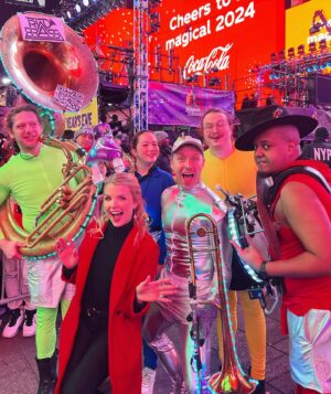 Andrea Boehlke Instagram - Here we gooooo! Happy New Year from Times Square! It’s my 10th year hosting the NYE ball drop for the webcast so you know the drill. I’ll be bringing you interviews from 6 pm ET to midnight as we count down to 2024. Link in my stories! Love you all! ♥️ shout out to my fab hair and makeup team @timmackaybeauty & @waltonsworld