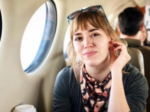 Andrea Bowen Instagram - Here’s a picture of me making the choice to hold onto my earlobe while having my picture taken. I did a lot of bold things on this day, including repelling down a mountain, and yet this was definitely my bravest moment.