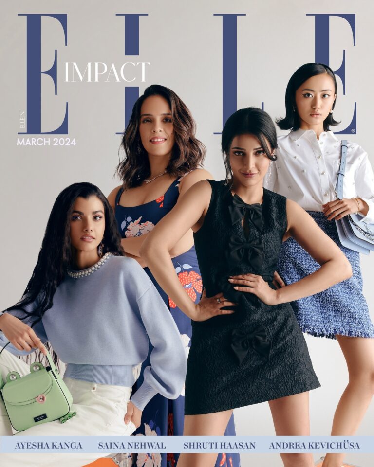 Andrea Kevichusa Instagram - Introducing #ELLEImpact, a powerful initiative spotlighting the remarkable journeys of women who are boldly shaping their industries and redefining success on their own terms. In this exclusive feature, we delve into the lives of four inspiring women – @shrutzhaasan, @nehwalsaina, @andreakevichusa and @ayeshakanga – each leaving an indelible mark through their passion, resilience, and unwavering dedication. Join us as we celebrate their achievements and honour their profound impact on society, one trailblazing story at a time. _________________________________________ On @shrutzhaasan, @nehwalsaina, @andreakevichusa, @ayeshakanga: Full looks and all accessories by @katespadeny @reliancebrandsltd _________________________________________ ELLE India Editor: @aineenizamiahmedi Photographer: @amitabhbachpan Fashion Editor: @zohacastelino Asst. Art Director: @juno_onajunket (cover design) HMU: @umang.artist, @makeup_renuka (Andrea); @noori_hairstylist, @devikajodhani (Shruti); @vishakhadjain, @sonamdoesmakeup (Ayesha); @umang.artist, @alyssamendonsamakeupartistry (Saina) Editorial Assistant: @anushkapatil21 Assisted by: @komal_shetty_, @sanaayagajaria (styling); @jasleen.narang (bookings) Production: @cutlooseproductions Artists’ Management: @animacreatives (Andrea); @collectiveartistsnetwork, @kapilaysingh, @p2communication (Shruti); @yrf (Ayesha); @ankitbane07, @tarishbhatt (Saina) _________________________________________ #WomensDay #ShrutiHaasan #AyeshaKanga #SainaNehwal #AndreaKevichusa #EmpowerHer