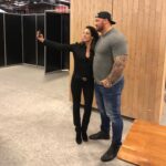 Andrea Parker Instagram – In honor of #tbt and the glorious death of #SerGregor in last week’s #Cleganebowl, thought I would share the story of When Andy Met The Mountain!  This literal giant of a man, @ThorBjornsson – who couldn’t have been sweeter or more charming, is the #WorldsStrongestMan irl. I had the pleasure to sit next to him signing autographs during the #ParisManga convention last year and he was a delight.  I’m very tall (6’3” in the shoes I’m wearing here) and look at him tower over me – He explained that to maintain his size and strength he must eat every two hours!  He ate meal after meal, all day long, and when there was a break, he took a nap and his lovely and very petite wife curled up like a kitten on top of him. You can learn more about this amazing man here https://youtu.be/eqpsx9T4MhA  #TheMountain #ThorBjornsson #GOT #paris #bts  #actorslife #gameofthrones