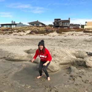 Andrea Savage Instagram - When your camera is a split second too early for ur awesome New Years leap in front of a large turtle made of sand and it looks like you are peeing, you know this year is gonna be a good one. #2021 #yesplease