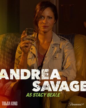 Andrea Savage Instagram - She drinks, she smirks and isn’t afraid of a pulled back hair or a utilitarian khaki jacket. Do not f*!k with Stacy Beale. WE ARE LESS THAN A WEEK AWAY from the premiere of TULSA KING with the inimitable @officialslystallone streaming only on @paramountplus I cannot wait for this! It all begins next Sunday November 13th!! 💃💃 #stacybeale #tulsaking #iamdoingdrammmmmaaaa