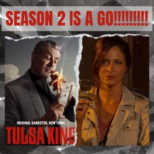 Andrea Savage Instagram - Guys!! It’s official!! Season 2 of @tulsaking is happening!! Thank u to u guys for all the very sweet support. It’s really meant so much to me. 🥰 It’s a total new world and it’s been an adventure in the best way! And great news, there is a new episode out TODAY streaming only on @paramountplus ! What are the odds??!! (So very high) @officialslystallone @domenicklombardozzi @garretthedlund @martinstarr @danadelany @chriscaldovino #vincentpiazza #jaywill #tulsaking