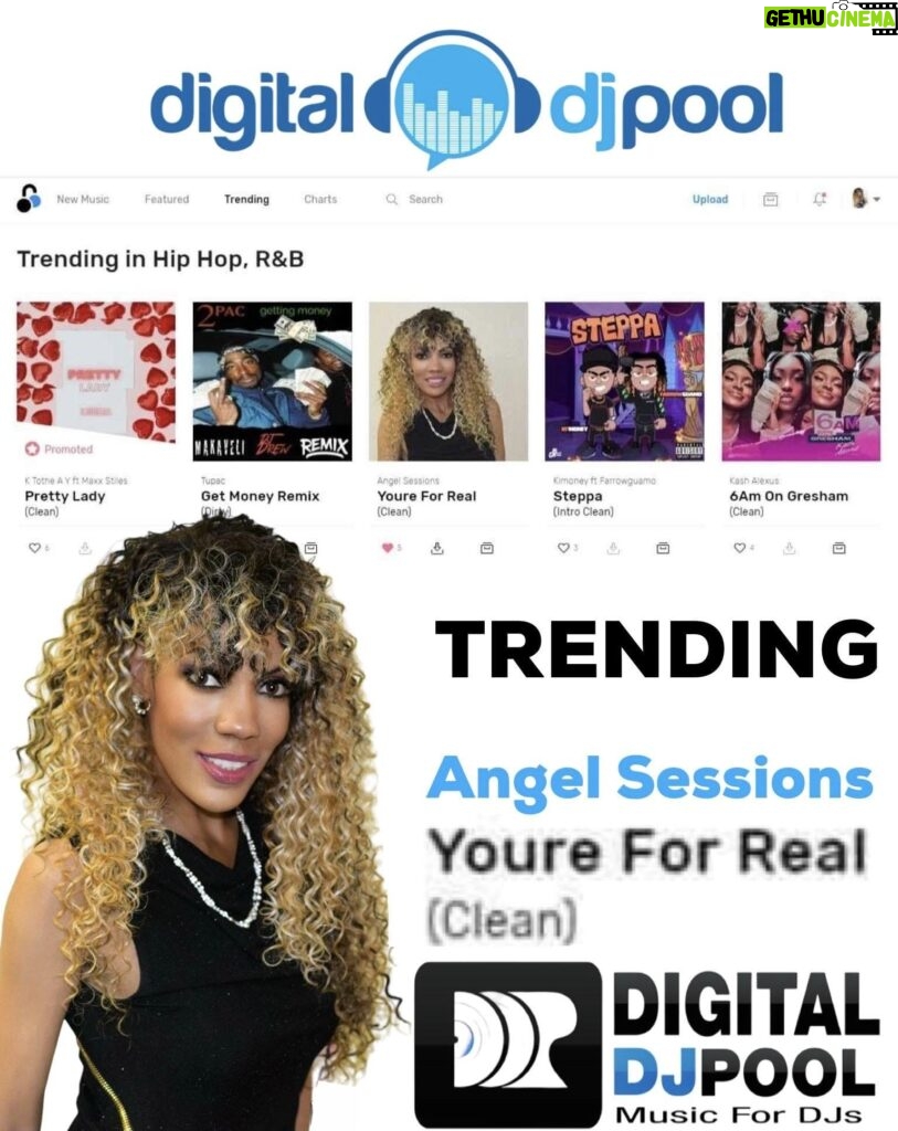 Angel Sessions Instagram - Wonderful news to share with everyone! I submitted my song "You're For Real" (not release as a single yet) taken from my album Love Ride to DjPool and it is now Trending on the National Digital DjPool charts! This is amazing and a blessing! Artwork by Rodney F Crews Marketing by Angel Sessions