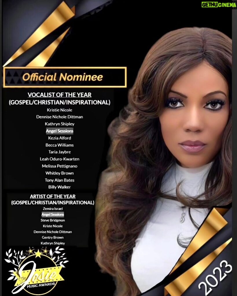 Angel Sessions Instagram - Thank you to @josiemusicawards for these two nominations, I'm forever grateful! Best Vocalist and Best Artist in Gospel Christian Inspiration category 🩵💙 #nomination #award #AngelSessions