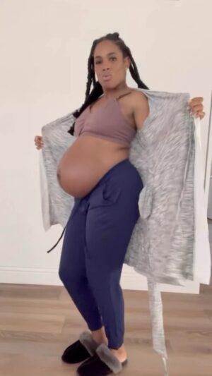 Angela Lewis Instagram - Flowing into summer with @KindredBravely. Thank you for this gift of lovely lounge wear, it is SO soft, and I love the labor and delivery dress. So many cozy and stylish options, perfect for confident and beautiful mamas (like me 🤣) ✨🤰🏾💕