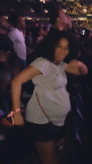 Angela Lewis Instagram - Why am I always pregnant in July AND turnt at the concert? That's Brooklyn in there, obviously she takes after ME. Thanks @missymisdemeanorelliott and happy belated birthday! 💜💜💜