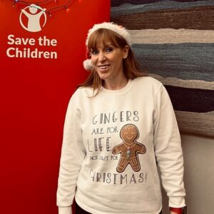 Angela Rayner Instagram - Ginger solidarity ✊🏻👩🏻‍🦰

#christmasjumperday #christmasjumper 
#savethechildren #ginger #gingerlife #gingersofinstagram #gingerpower