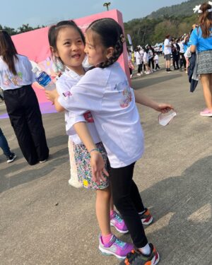 Angela Tong Instagram - Our girls ran towards the finish line, leaving only me, my bestie Margaret and my goddaughter Isabella behind. We enjoyed the scenic marathon taking selfies here n there! So happy Alyssa waited for me to cross the finish line…. While my brother Anthony & Kassidy & Michela ate bananas with their medals waiting for us! Thank you Amy for all these wonderful memories! #3KDisneylandMarathon  #10KWeekend2023 #HKDisneyland #香港迪士尼樂園 #DisneyMomentsHK #SkechersHK #linabell #alyssakassidy
