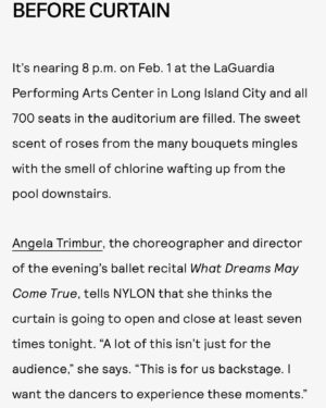 Angela Trimbur Instagram - @nylonmag Balletcore Recital write up🌹🥀
Next Balletcore class is this Sunday at Martha Graham sign up now on my dance website as we work toward the next one! @angelatrimburdance 

Written by and photos by: @itslikegeorgebutwithanie