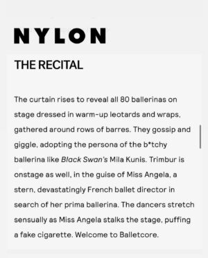Angela Trimbur Instagram - @nylonmag Balletcore Recital write up🌹🥀
Next Balletcore class is this Sunday at Martha Graham sign up now on my dance website as we work toward the next one! @angelatrimburdance 

Written by and photos by: @itslikegeorgebutwithanie