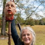 Angela Kang Instagram - Throwback to Melissa playing with the Alpha head ✌️#TWDbts #TWD #TheWalkingDead