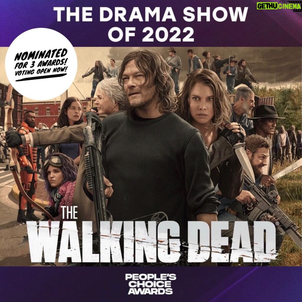 Angela Kang Instagram - ‼️ The 2022 People’s Choice Awards were announced yesterday and #TheWalkingDead received 3 nominations‼️ Thank you @peopleschoice for nominating #TWD for Drama Show and @bigbaldhead for Drama TV Star AND Male TV Star of 2022! 🎉 Public voting is live at votepca.com (direct links in bio). And congrats to all the other nominees! 🍿💙