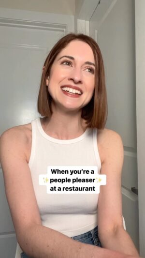 Angela Petruzziello Instagram - Who are the confident people who send back meals? I, I need help. 
#comedy #skit #skits #peoplepleaser