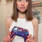 Angela Petruzziello Instagram - Guys! @oneoffctrl made me this cool custom controller! They are awesome and can customize in anyway you want. Go check them out 🙂 Also…I guess this means I play video games now… Gamer husband vocals by @randyramosjr #gaming #gamer #videogames #playstation #gamingcontroller