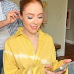 Angela Scanlon Instagram - You often ask about my slap and I was filming yesterday & remembered to get a full list for my fellow “see throughs”…. It’s not my everyday face but if you’re into something a little more “done” or want to try a coloured line (surprisingly low maintenance) save this for later or send it to your redheads 😂 Swipe for a swishy pony by @mauriceflynn & some excellent camera work - @shiseido Synchro Skin Self Refreshing Foundation in “Opal” - @narsissist Creamy concealer in “Chantilly” - @hudabeauty Tantour in “Fair” - @merit Highlighting Balm - Day Glow in “Rose Gold” - @charlottetilbury matte beauty blush wand in “Pillow Talk Peach Pop” - @eylureofficial 2/3 length lashes - Mascara @esteelauderuk Turbo Lash High Powered Volume and Length. - Blue liner @danessamyricksbeauty Colourfix in “Beach” Want more of this….