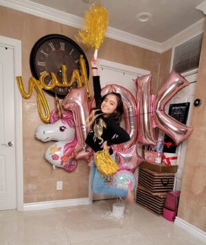 Angelee Vera Instagram - I am super excited 😄 to announce one of my milestones. 10k followers! This wouldn't be possible without all your love and support! 
.
.
Please stay tuned, I will be having a giveaway to continue celebrating my milestone..
.
#milestone #actress #10kfollowers #instakids #instagood #dharmannactors #blessed #youngactress #film #theater #commercial #voiceover #childofgod #angeleemerikvera #AMV