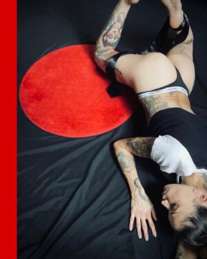 Angie Rae Instagram - You are here. 📍
.

〰️〰️〰️. pupperazzipov . ©️🔍m
.
.
#tattoos #tattooedwomen #inked #inkedgirl #red #howbizarre #omc