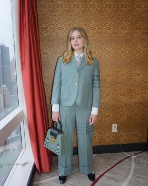 Angourie Rice Instagram - feeling mean in green

styling: @sarahslutsky 
outfit: @thombrowne 
makeup: @katrinakleinmakeup 
hair: @claraleopard
