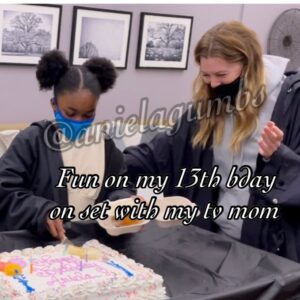 Aniela Gumbs Instagram - Thursday throwback…. My bday was( 2/14/2022 ) Birthday with @ellenpompeo  @linda.klein.397  cast and crew on set of #greysanatomy  @greysabc  tgit what a good surprise. The cake was really good and everyone sung Happy Birthday . 🎉🎂 #actsofkindness #loved #tbt #bestshow #anielagrowingupgreys @anielagumbs #like #comment #followmeplease  #love to