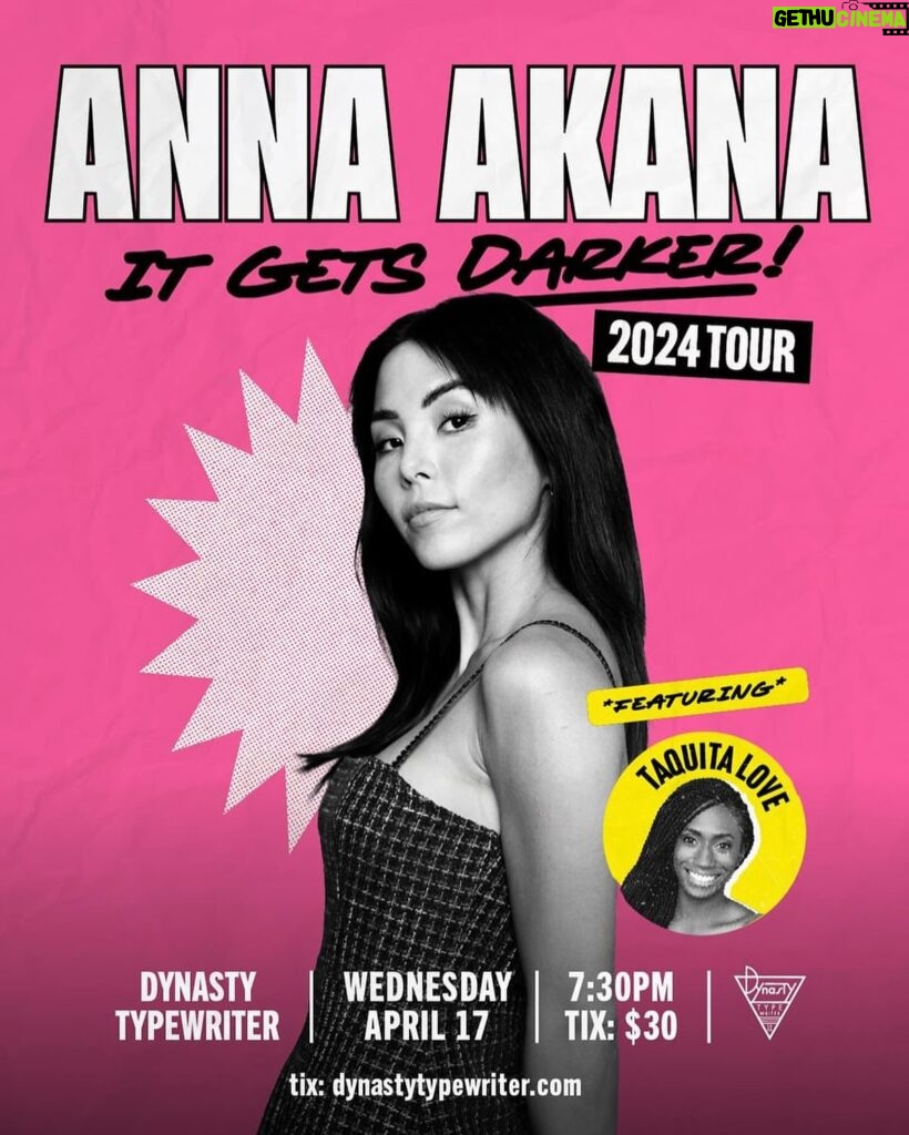 Anna Akana Instagram - Los Angeles! I’m so excited to be featuring for @annaakana at @dynastytypewriter on the It Gets Darker Tour. 4/17/24! Ticket link in bio!