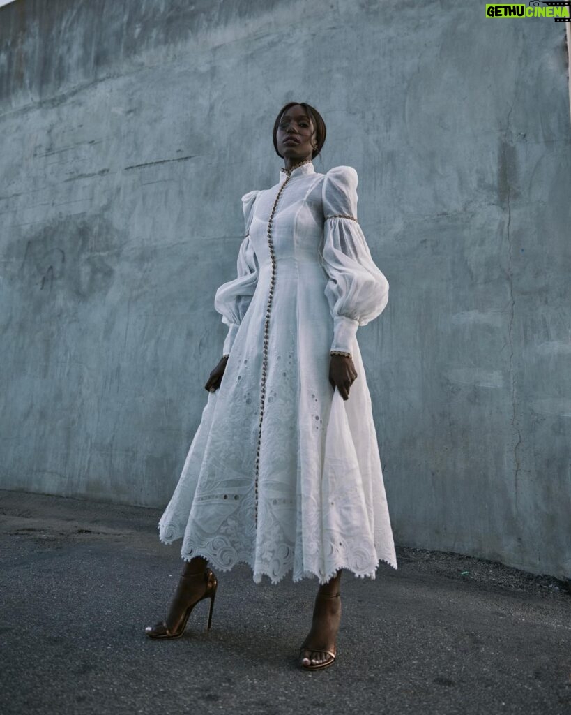 Anna Diop Instagram - Loved this press look for Nanny 🖤 Wearing @zimmermann and @stuartweitzman Shot by @samuelpaulartist ✨ Styled by @toyeadedipe 🖤 MUA @robertti Hair @richardnormangrant