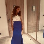 Anna Friel Instagram - Here’s to the weekend. Wearing one of my favorite designers. Super flattering , amazing Colours and I didn’t have to use an iron!! . @sdressofficial , I am a big fan.