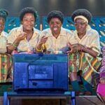 Anna Shaffer Instagram - It’s giving…I’m in actual love with these women! 1986 called and it really said SLEEVES 🤩. Thank you @jjbioh @mons_about @chescmood @jesschase19 for the gift of this role. I can’t believe we are now OPEN, I am so proud of US. This show is unique. It’s so fun and playful and devastating, it shows blackness in all of its complexity and joyfullness. And THE COSTUMES. Come onnnn. Come and see our show! It’s really bonkers and really good! 🎟️ link in bio 🎟️ #SchoolGirlsOrTheAfricanMeanGirlsPlay @lyrichammersmith