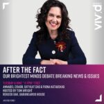 Annabel Crabb Instagram - In town for @vividsydney and free between 6-7? In the mood for a discussion about news events? After The Fact runs every day FOR FREE featuring the giant brain of Tom Wright…. I’m joining him tomorrow with Satyajit Das (finance expertise) and @fionakatauskas (cartoon genius expertise). My expertise is remembering to show up. It’s at @rekodo.barangaroo … sparkly lights on offer after!