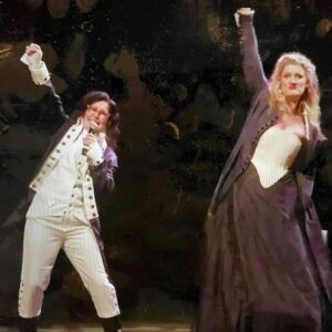 Annabel Crabb Instagram - Two years ago, @thatsmsgaytoyou made me the happiest woman alive by stepping in last minute to rescue (vocally) my way-too-ambitious rewriting of the Hamilton opening number as an extended troll of @leigh_sales. Tonight, for one night only at the @adelaidecabaret we shall be reunited on stage at the @adelaidefescent where Sales and Her Gayness will sing a number they have been practicing for months. It is FIRE. Plus we have @floandjoan and @bertlabee AND @victoria_falconer … oh my darlings, as Gay would say. You don’t even KNOW. Of course, we don’t even know either but I feel in my waters that tonight is going to be one for the ages. Not too late to get TICKETS through @adelaidecabaret (also links through @chat10looks3) and be forever a member of …. We few. We happy few. This is St Crispins Day, cabaret-wise. All I’m saying. Swipe for Gay and me in full flight on stage at @enmore_theatre, and the moment backstage where a horrified Sales clocks that I’m about to attempt a Hamilton number on stage. She didn’t know.