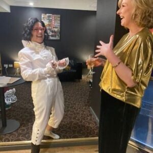 Annabel Crabb Instagram - Two years ago, @thatsmsgaytoyou made me the happiest woman alive by stepping in last minute to rescue (vocally) my way-too-ambitious rewriting of the Hamilton opening number as an extended troll of @leigh_sales. Tonight, for one night only at the @adelaidecabaret we shall be reunited on stage at the @adelaidefescent where Sales and Her Gayness will sing a number they have been practicing for months. It is FIRE. Plus we have @floandjoan and @bertlabee AND @victoria_falconer … oh my darlings, as Gay would say. You don’t even KNOW. Of course, we don’t even know either but I feel in my waters that tonight is going to be one for the ages. Not too late to get TICKETS through @adelaidecabaret (also links through @chat10looks3) and be forever a member of …. We few. We happy few. This is St Crispins Day, cabaret-wise. All I’m saying. Swipe for Gay and me in full flight on stage at @enmore_theatre, and the moment backstage where a horrified Sales clocks that I’m about to attempt a Hamilton number on stage. She didn’t know.