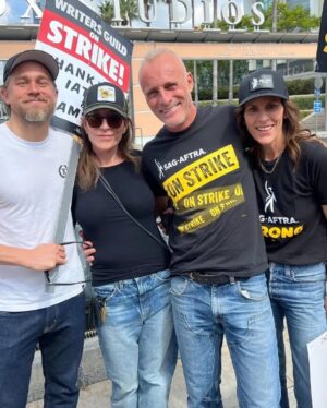 Annabeth Gish Instagram - Silver lining amidst the deep frustration and strike fatigue is seeing dear friends, cast mates and crew family on the picket line. A few of the #SOA family today at Fox. Sigh. @sagaftra @wgawest