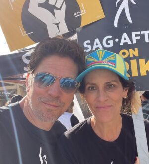 Annabeth Gish Instagram - I really like and care for my people. We are funny dreamers, wacky storytellers, hungry for truth and laughter; willing to mine our psyches and hearts in order to move people and make them feel more. Or maybe we are just great big dorks who like to play pretend :) 102 days of striking is not fun, but seeing people on the picket line standing up for each other’s artistic and existential rights, is important and joyful. #sagaftrastrong @sagaftra @officialevercarradine @realmerrindungey @isidora @spencergarrett1 @themichaeltrucco @mrjoncryer
