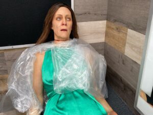Annabeth Gish Instagram - See what these talented creatives did (so kindly) to me to make Dierdre’s elevator demise so good and gory… what a wild process:) @hoops511 @knb_efx @theofficialknbefxgroup @immortal_amc A big 🤗 ❤️ to Mel who assisted all of my on-set spfx! #mayfairwitches #bts Watch Episode 3 on Sunday night!!! It’s an exceptionally good one! @axelle_carolyn