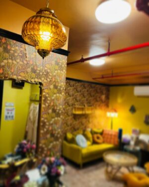 Annaleigh Ashford Instagram - My dressing room was made dreamy by the brilliant Heather as @sundaysupperclubcreative ❤️ She made it magical and found me some nice cheery wallpaper with gilly flowers and daisies. Thank you @jennifertaylorhome for our fabulous poufs. We wore them out puzzling and playing ❤️