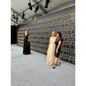 Annaleigh Ashford Instagram - Yes chef! The #Emmys was super fun and I got to bring my mom because Joe is in rehearsal ❤️ I was also in a @timburton @jennifercoolidge sandwich in the press line. Showbiz is wacky. It was pure magic to be nominated alongside some of my @wtchippendales pals. Thank you @televisionacad for the honor! 🤍🌈 

Styling: @bradgoreski @nicksegodi
Hair: @tedgibson
Makeup: @gregoryarlt

Gown: @carolinaherrera
Jewels: @leightonjewels
Shoes: @louboutinworld