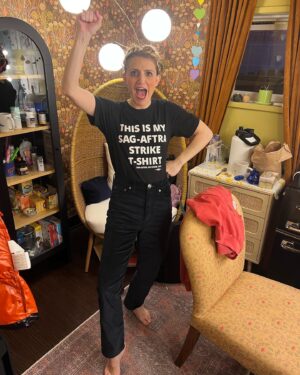 Annaleigh Ashford Instagram - I don’t have to wear this shirt anymore! Yay!!! ❤️ happy end of strike everyone! Amen 🐞