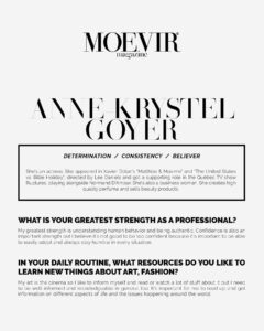 Anne-Krystel Goyer Instagram - I am very grateful to share this new cover with you guys!

This is a wonderful collaboration with MOEVIR who is a fashion & art photography magazine based in Paris.

A preview of the upcoming October issue 🙌 

Digital & hard copy available now 💥 https://www.magcloud.com/browse/issue/2327244

Photographer: Shaun Alexander Stylist: Megane Livernoche Makeup Artist: Tammy Suarez 
Fashion Designer: @michaelcostello 

*Page 8 Photographer: Andreane Chamberland @vinciaviation 

@moevir.Paris 
#paris #fashionmagazine #fashion #photography #magazinecover #cinema #acting #actor #actress #modelinlosangeles #moevirmagazine #michaelcostello